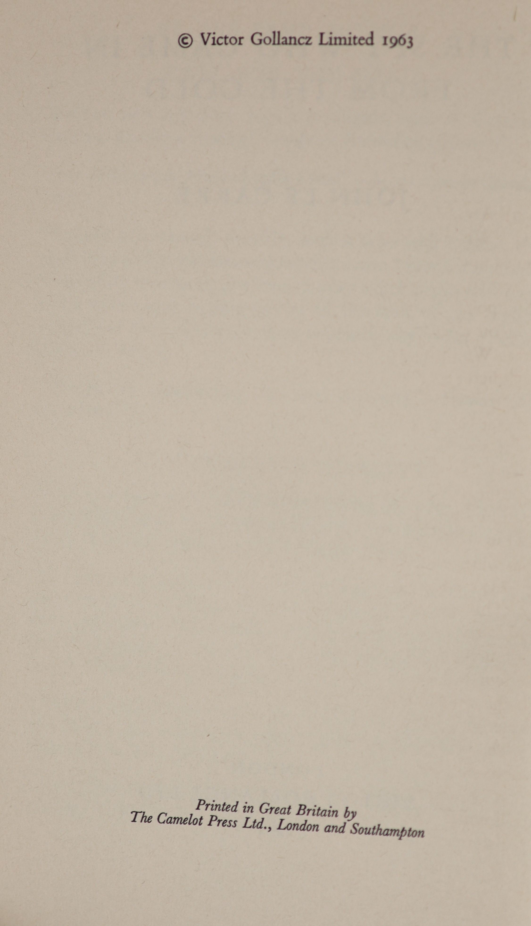 Le Carre, John - The Spy Who Came in From the Cold, 1st edition, with d/j, London, 1963